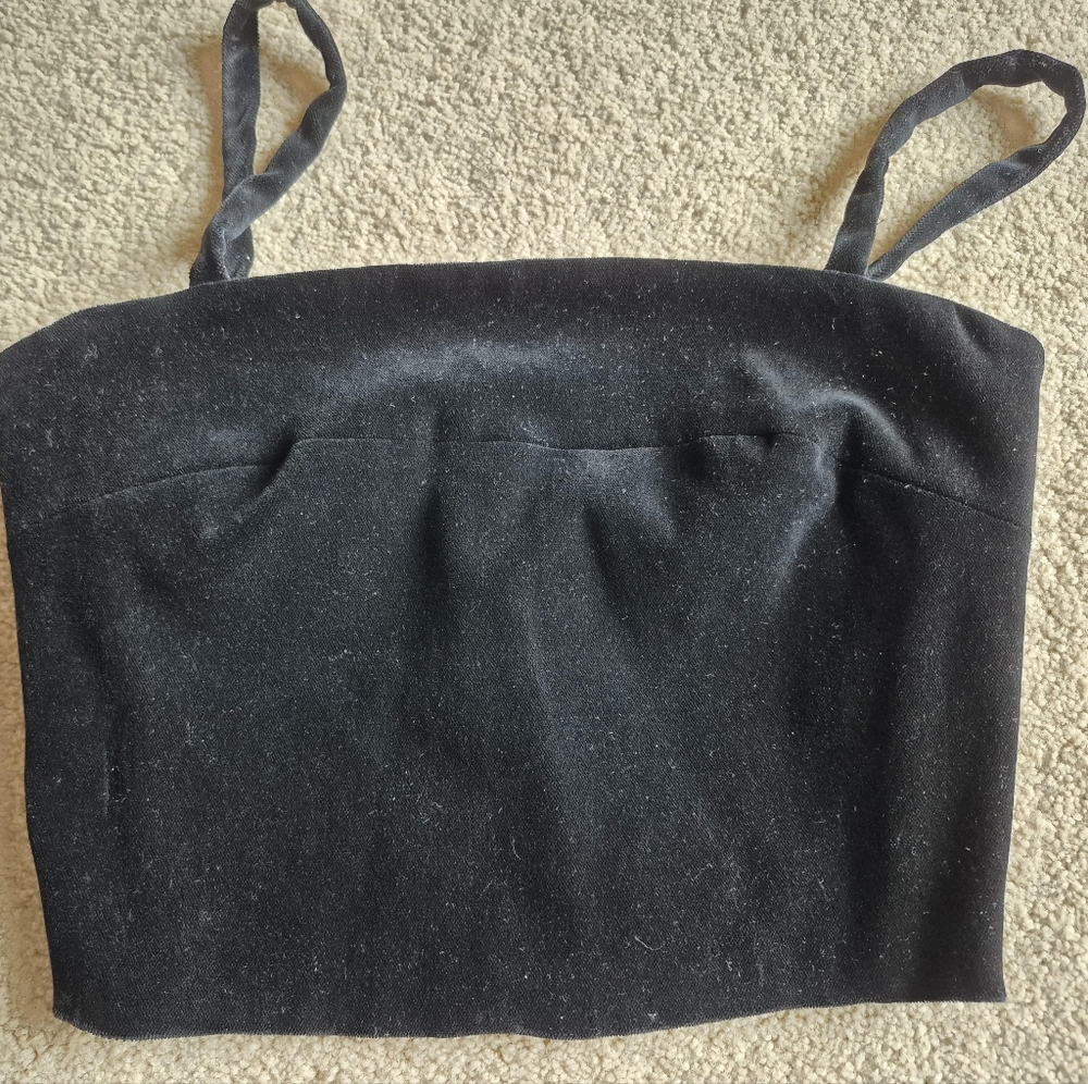 Vintage Moschino Cheap and Chic Black Velvet Cropped Corset Top Size 38/4